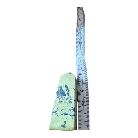 Lime Green Serpentine Tower with Pyrite Pointed Crystal Tower Obelisk Home Decor - Picture 9 of 11